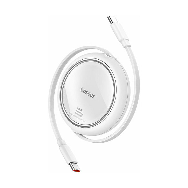 Kabllo USB Baseus Free2Pull / USB-C në USB-C / 100W / 480Mbps / Retractable / 1m – Bardhë - 4