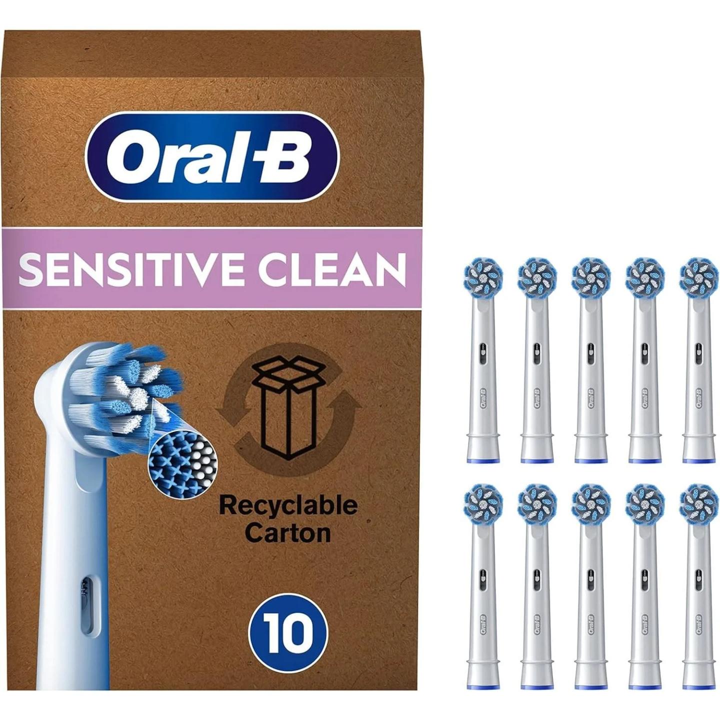 Koka Zëvendësuese për Furçë Dhëmbësh Oral-B Pro Sensitive Clean / 10 Copë / Fije Ultra të Buta / Formë Luleje – Bardhë