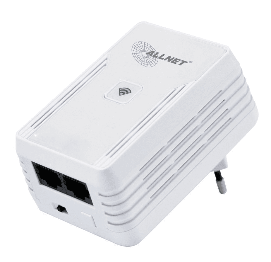 Power-LAN ALLNET ALL1682511v2-CH, 500Mbps, HomePlug AV, Wi-Fi N 300Mbps, 2× RJ45 10/100Mbps, Dual-Band 2.4GHz/5GHz - Bardhë