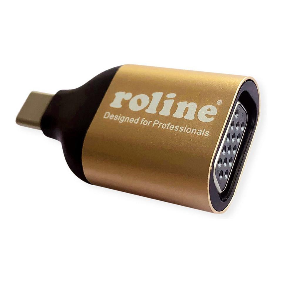 Adapter VGA ROLINE 12.03.3233 / USB Type-C Male në VGA Female / 1920 × 1080 @60 Hz - Zezë/Ari