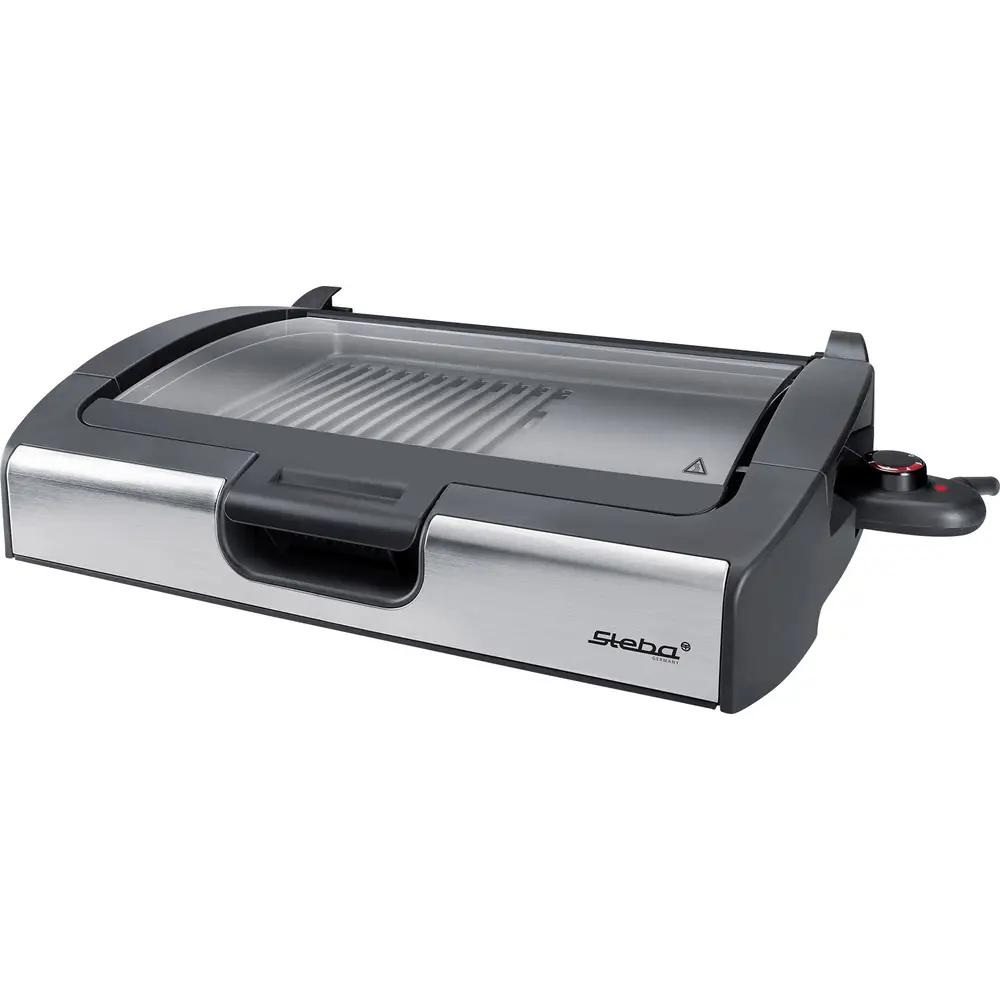 Grill Elektrik Steba VG 200, 2200W, 40 × 29cm, me Kapak Xhami, Temperaturë e Rregullueshme - Hiri/Zezë - 3