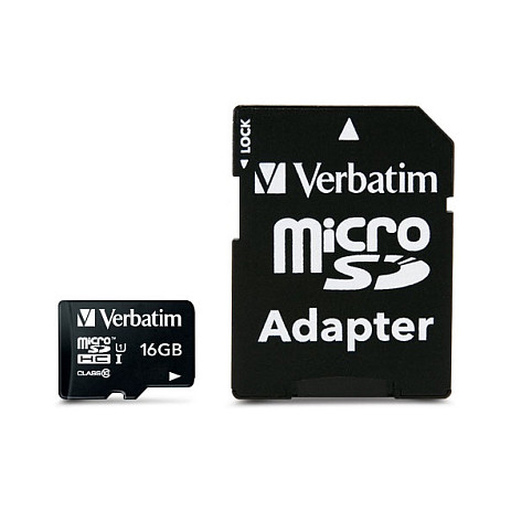 Kartë Memorie SD CARD 16GB Verbatim Premium MicroSDHC 80MB/s +Adapter - 1
