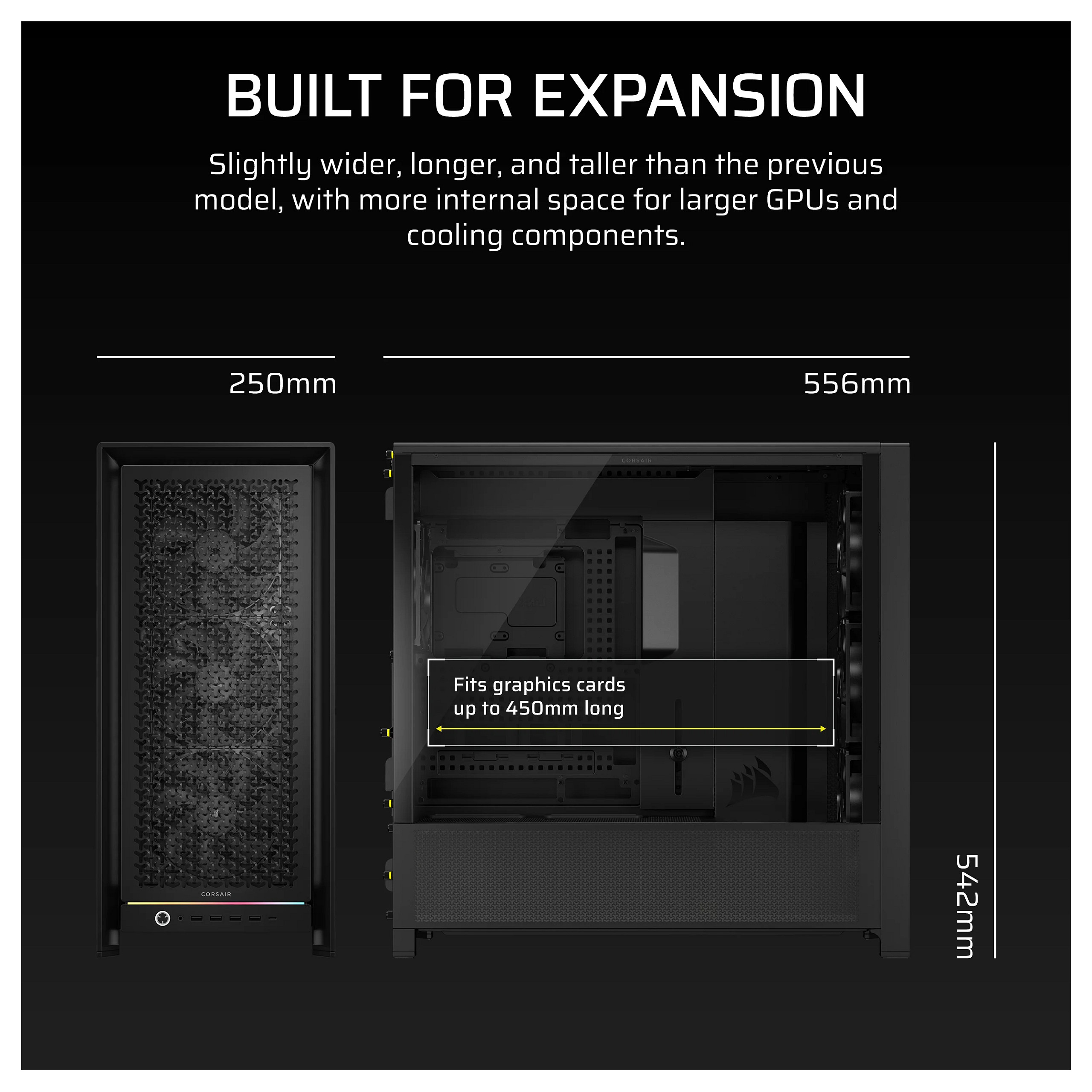 Kasë CORSAIR Midi FRAME 5000D Airflow - Zezë - 10
