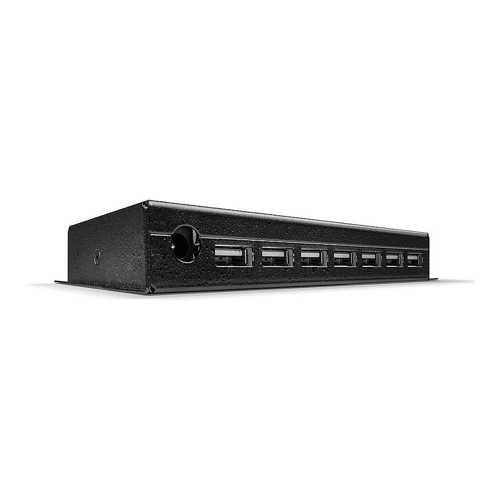 Hub USB LINDY 42794 / USB 2.0 / 7 Porta / Metal / Kabllo USB Type-A në Type-B 1.8 m / Furnizues Energjie - Zezë