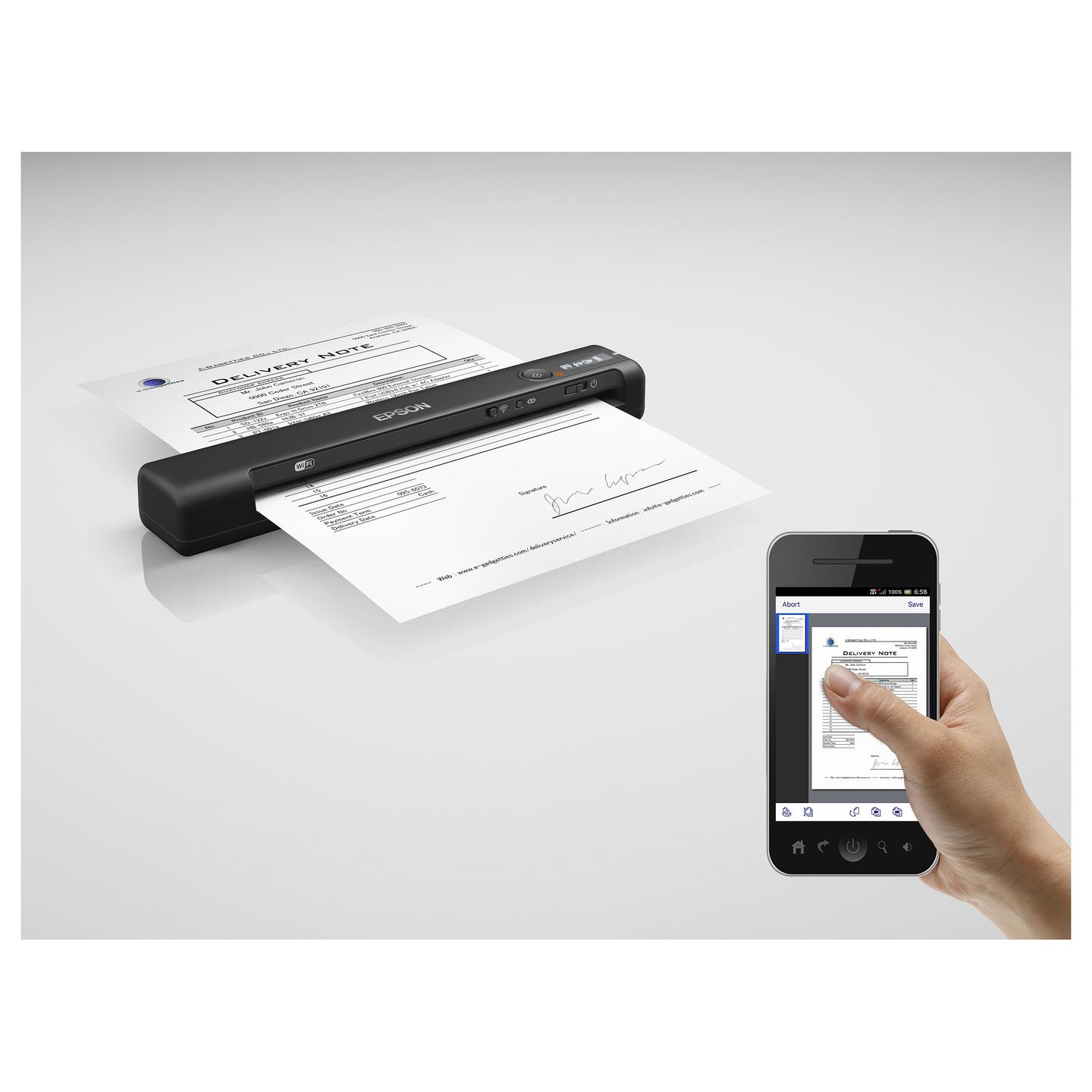 Skaner Dore Epson WorkForce ES-60W / 600x600 DPI / CIS / Wi-Fi / A4 / 300 Faqe/Ditë - Zezë  - 2