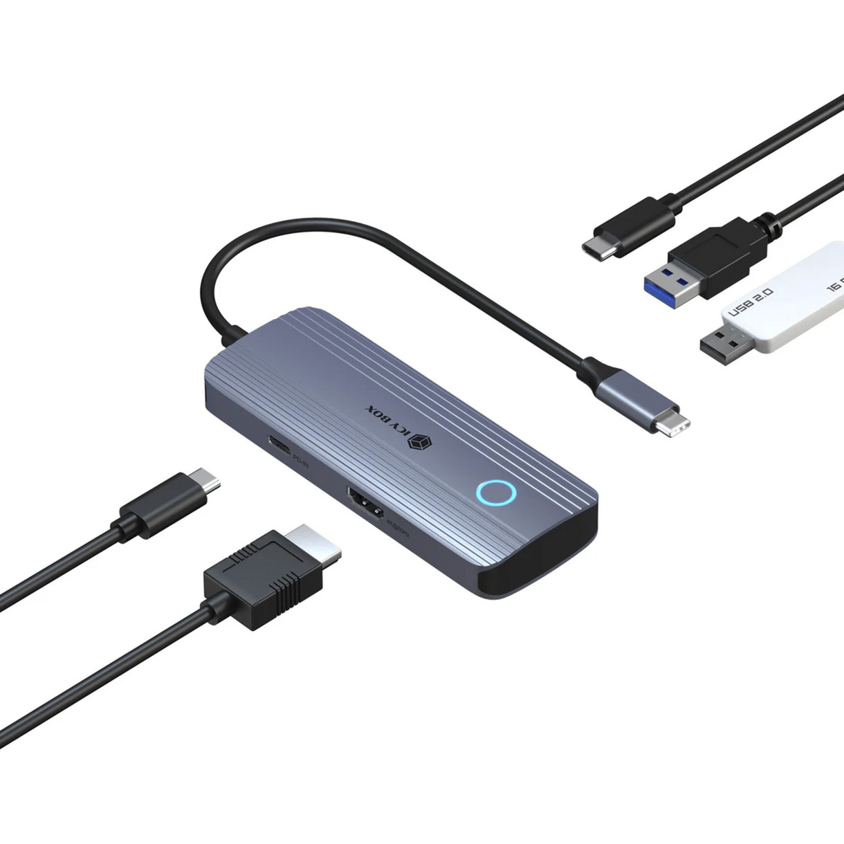 Docking Station ICY BOX IB-DK4081-SO / 2x USB-A / 1x USB-C / 1x HDMI / 100W PD – Argjend - 2