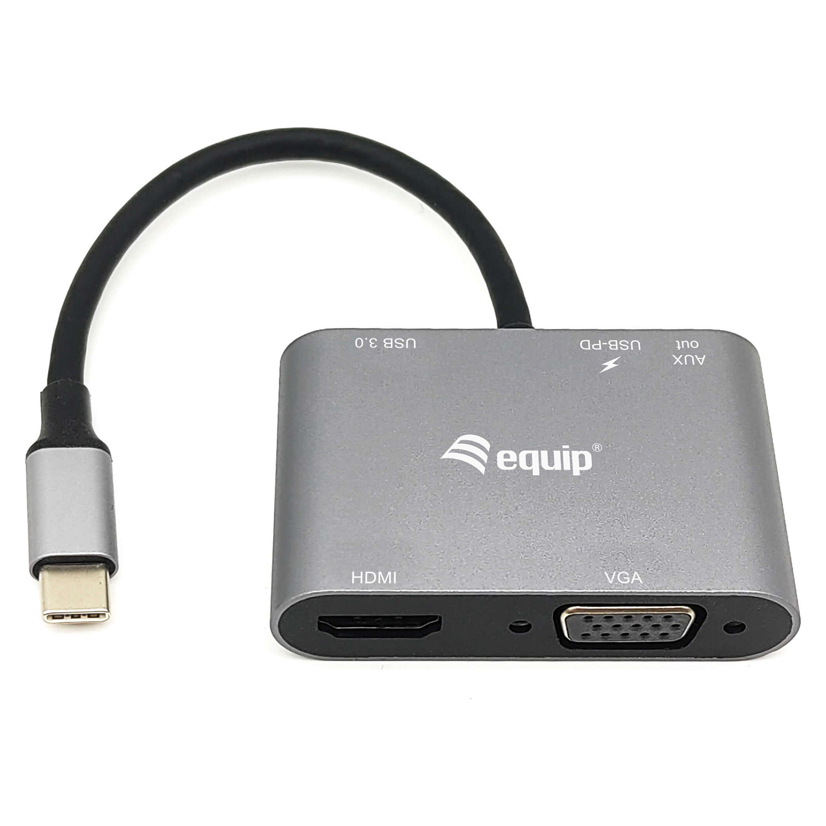 Docking Station Equip USB-C / HDMI / VGA / USB 3.0 / AUX / 100W PD / Kabllo 15cm - Zezë - 1