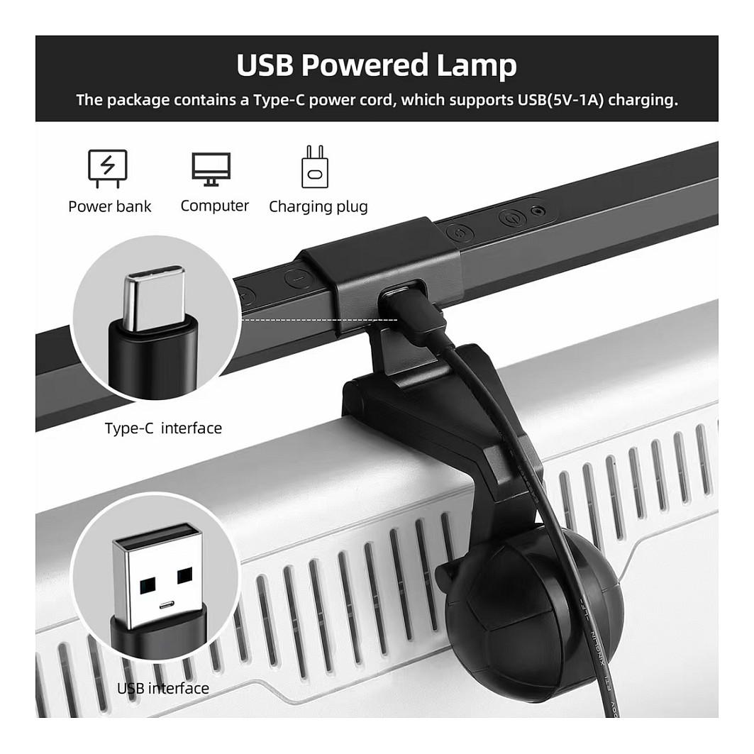 Llambë për Monitor Equip 245450 / USB / LED / Touch Control / 2800-6500K / 400lm - Zezë - 4