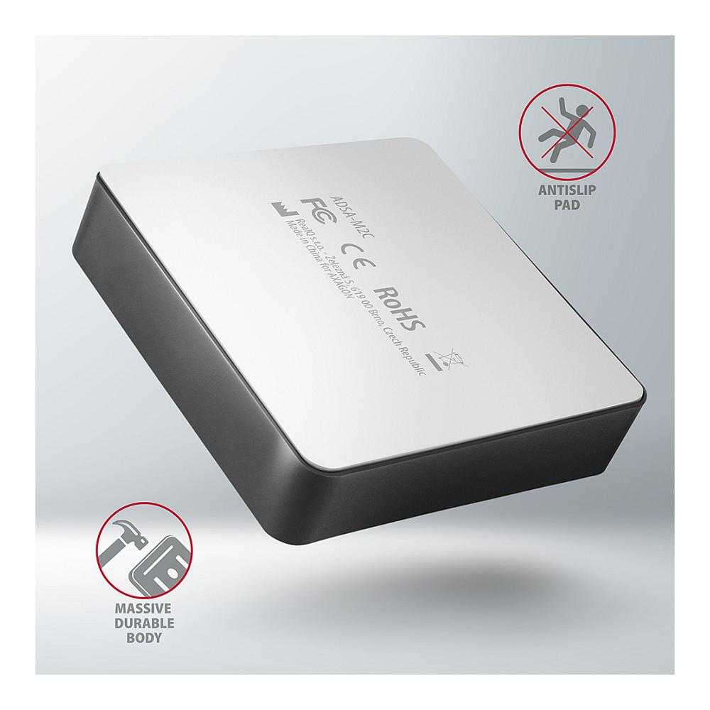 Këllëf për Disqe AXAGON ADSA-M2C, 2x M.2 NVMe, USB-C 3.2 Gen 2, 10Gbps, Klonim Pa Kompjuter - Zezë - 7