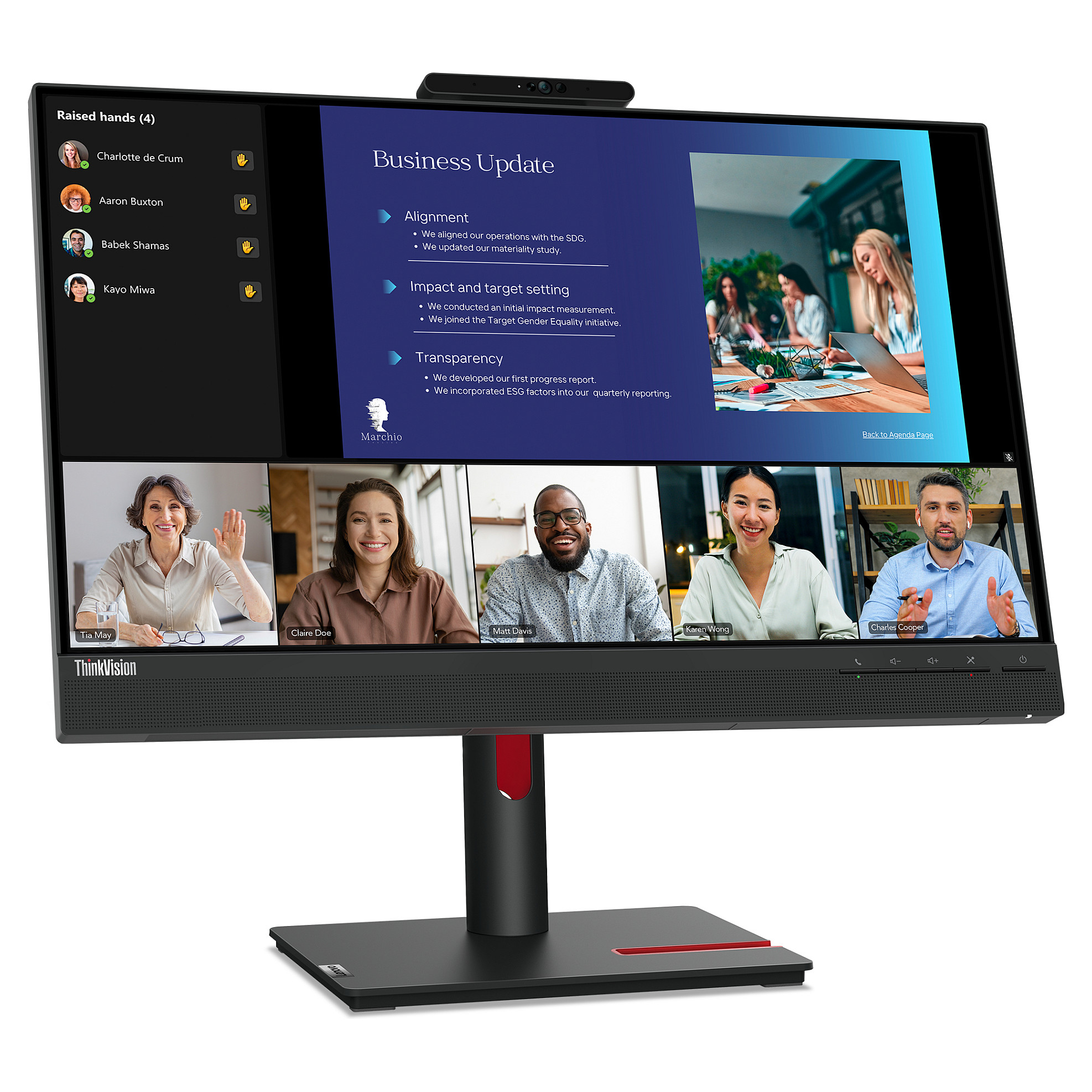 Monitor për Punë 61cm/24" (1920x1080) Lenovo ThinkVision T24v-30 16:9 FHD IPS 75Hz 4ms HDMI VGA DP Lautës Speaker Webcam Zi - 10