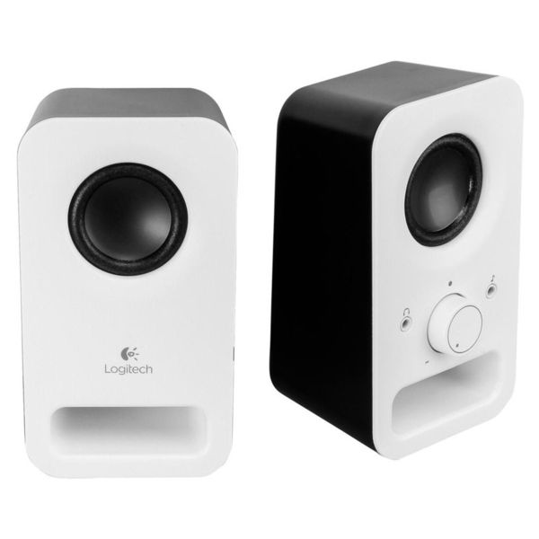 Logitech Z150 – Altoparlantë Stereo 2.0, 3W RMS, 2× 2", 3.5mm AUX, 2 Hyrje, Headphone Jack – Bardhë