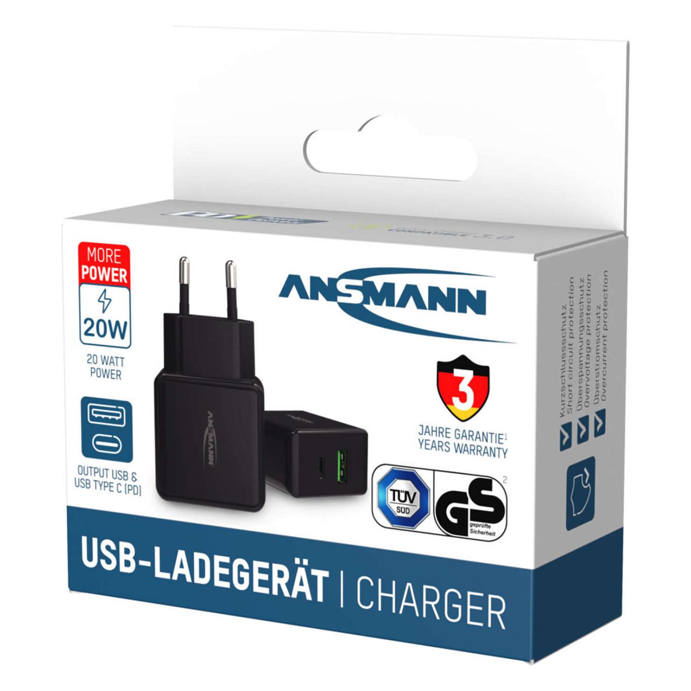 Karikues Ansmann HC218PD / 20W / USB-C + USB-A / Power Delivery + Quick Charge – Zezë - 7