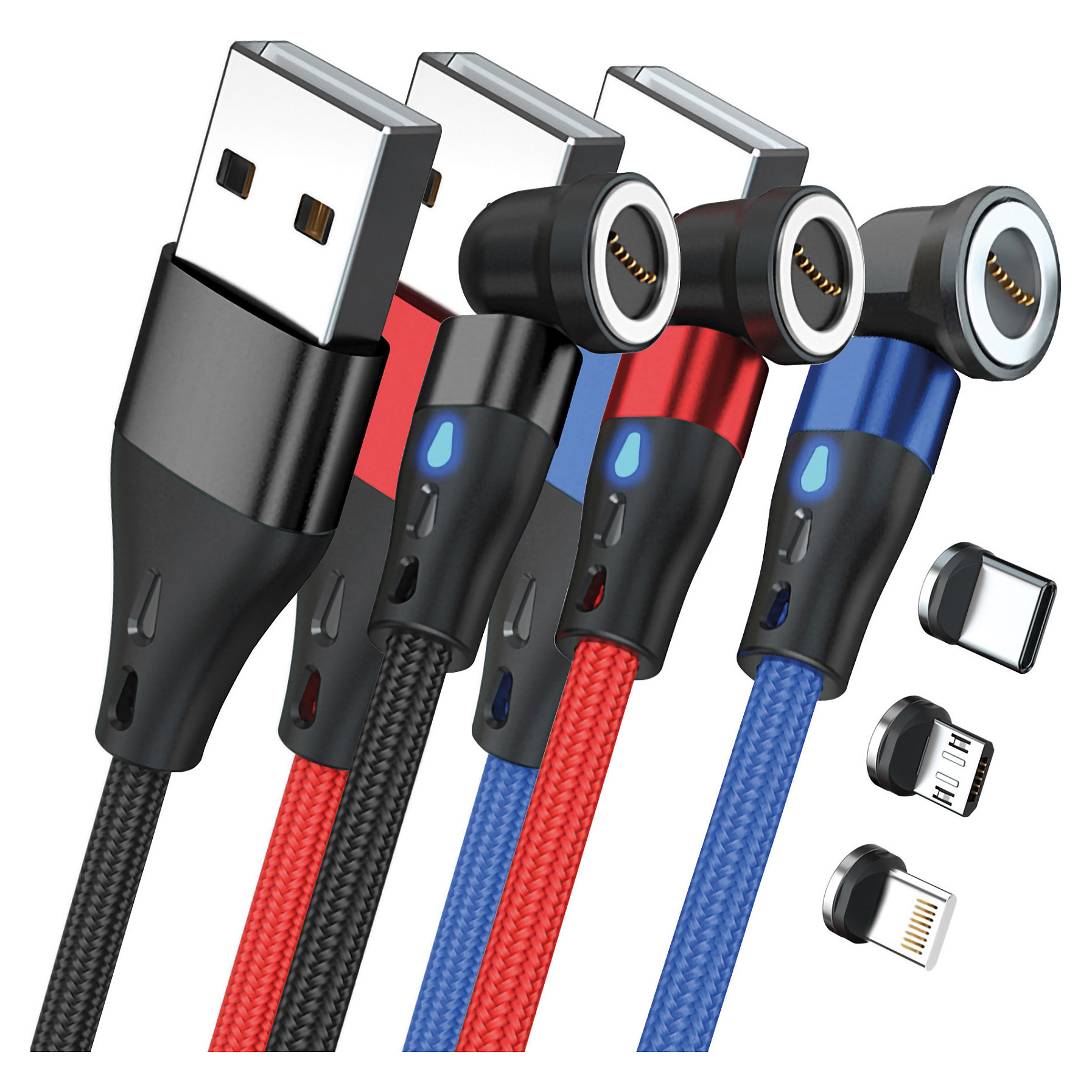 Kabllo RealPower MagneticCharge3 / USB-A → Magnetik / 3x 1m / 3A / Shumëngjyrëshe