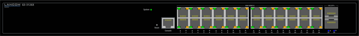 Switch LANCOM GS-3126X, 24x Gigabit Ethernet RJ45, 2x 10G SFP+, 88Gbps, Layer 3 Lite, Rack 1U - Zezë - 2