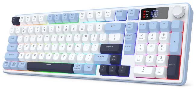 Tastierë Gaming Redragon Aria PRO K527WBL-PRO Wired&Wireless / Membranore / RGB / US - Bardhë/Blu - 2