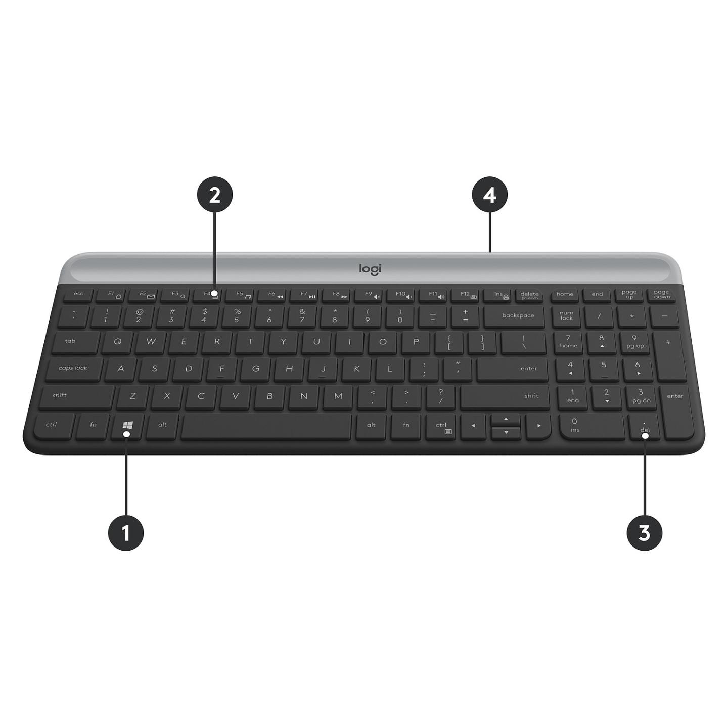 Combo (Tastierë & Maus) Logitech Slim Wireless MK470, Wireless, 2.4 GHz, QWERTZ – Grafit - 6