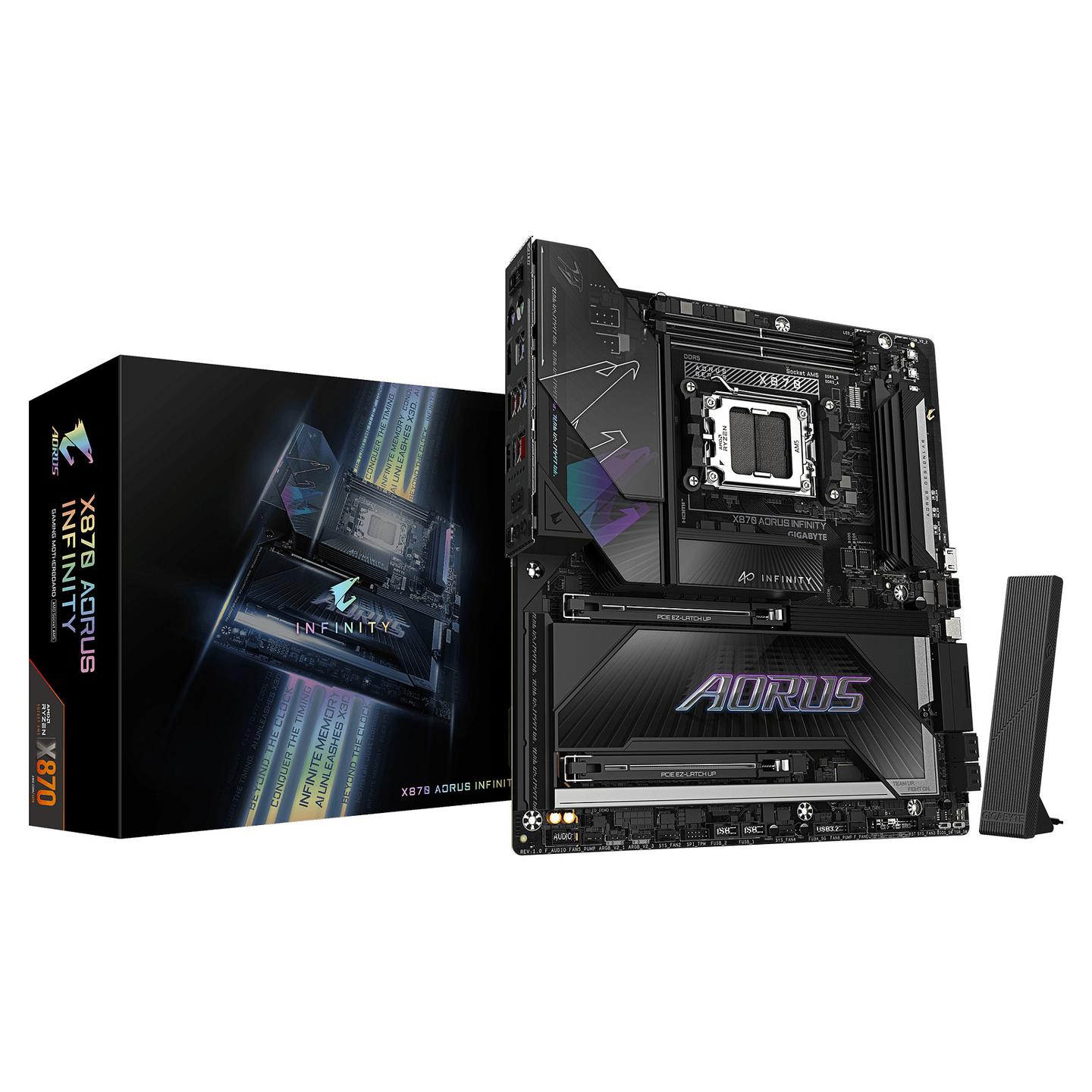 Pllakë Amë Gigabyte X870 AORUS INFINITY / AMD AM5 / DDR5 / E-ATX / Wi-Fi 7 / 5GbE LAN