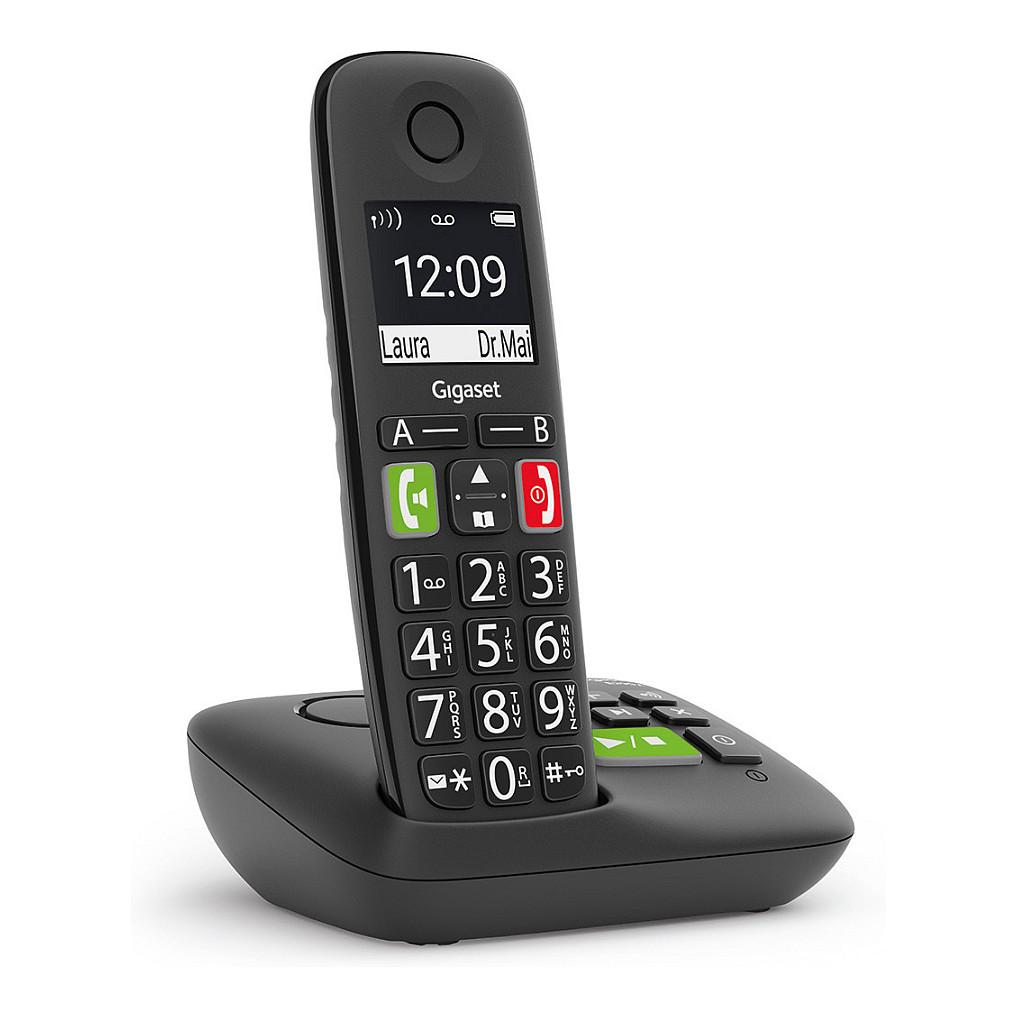 Telefon DECT Gigaset E290A, Analog, DECT, 2" Ekran, Sekretar Telefonik 20 min, 150 Kontakte, Taste të Mëdha - Zezë