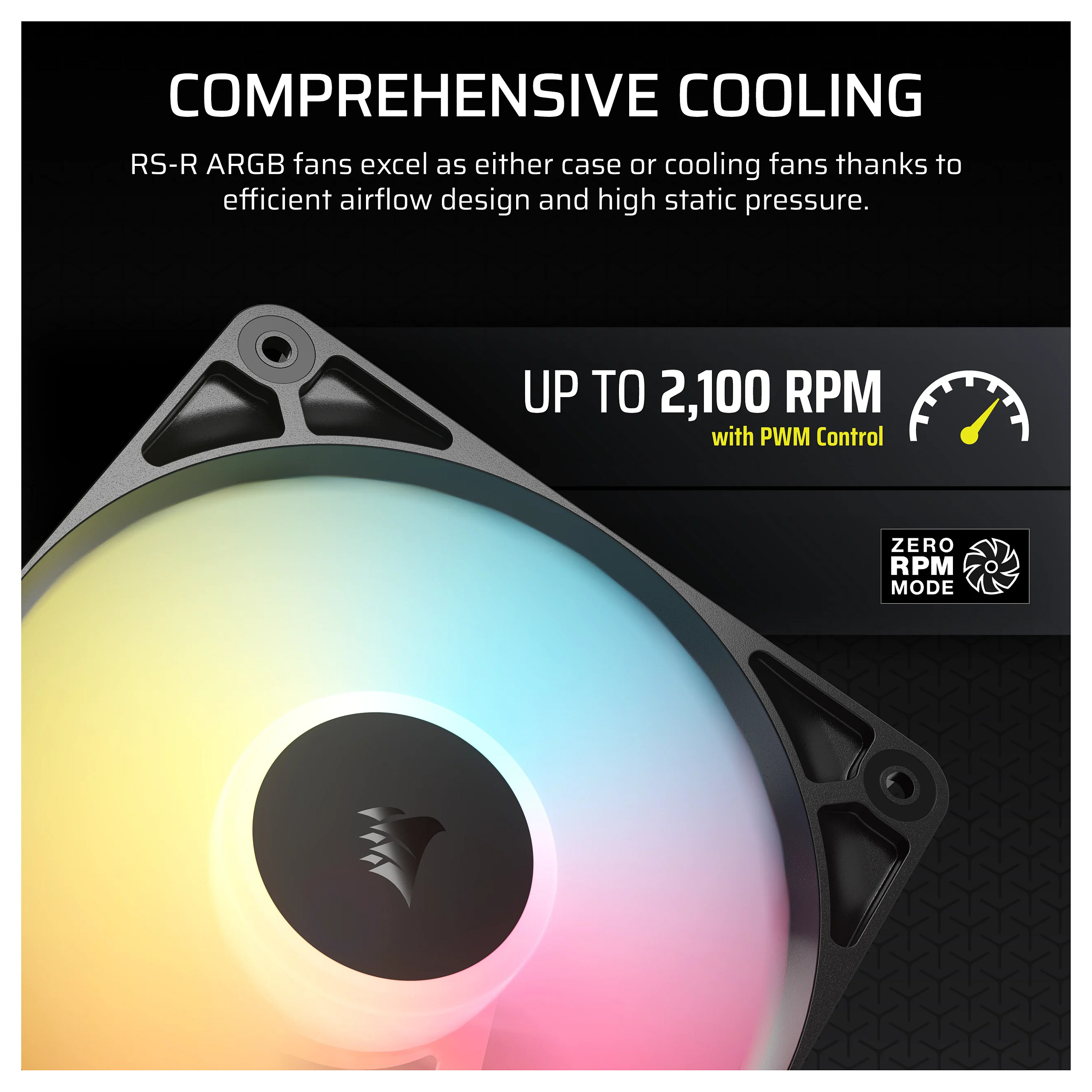 Ftohës për Kasë Corsair RS120-R ARGB / 120mm / 420-2100 RPM / ARGB / PWM / 3-Pack – Zezë - 9