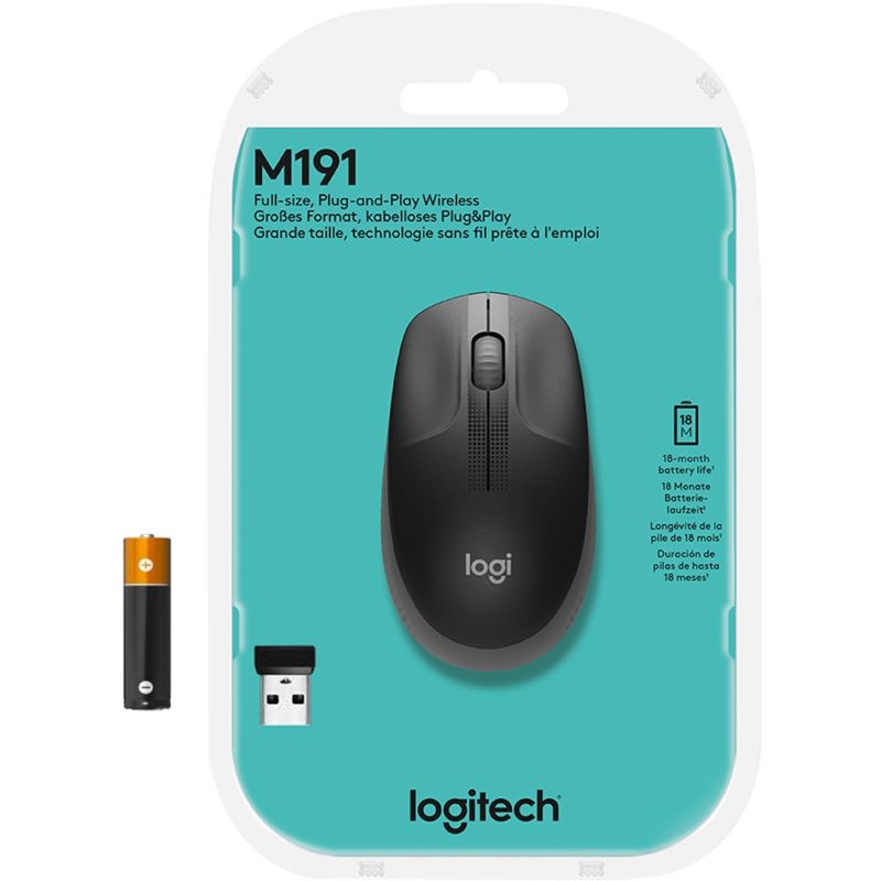 Maus pa kabllo Logitech M190 Wireless – 1000 DPI, 2.4GHz, USB Nano Receiver, 3 Butona, Optik, Gri - 2