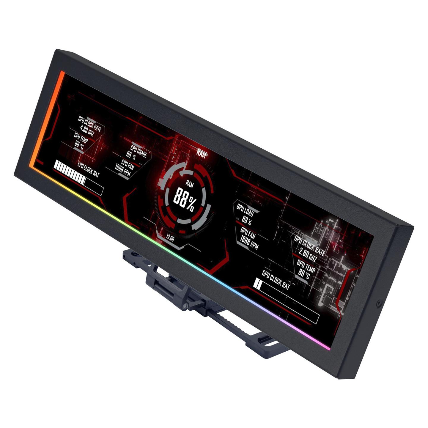 Ekran Universal për Kasë Lian Li SM088X, 8.8", 1920×480, IPS, 60Hz, ARGB - Zezë