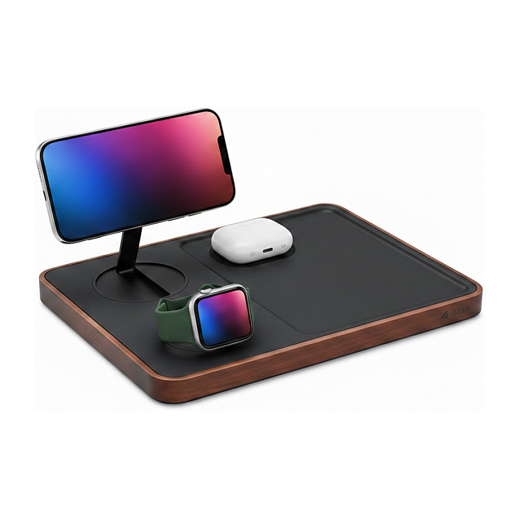 Karikues Nimble Valet / 3-në-1 / Qi2 / 15W / MagSafe / Për iPhone + Apple Watch + AirPods / Adapter 36W - Zezë