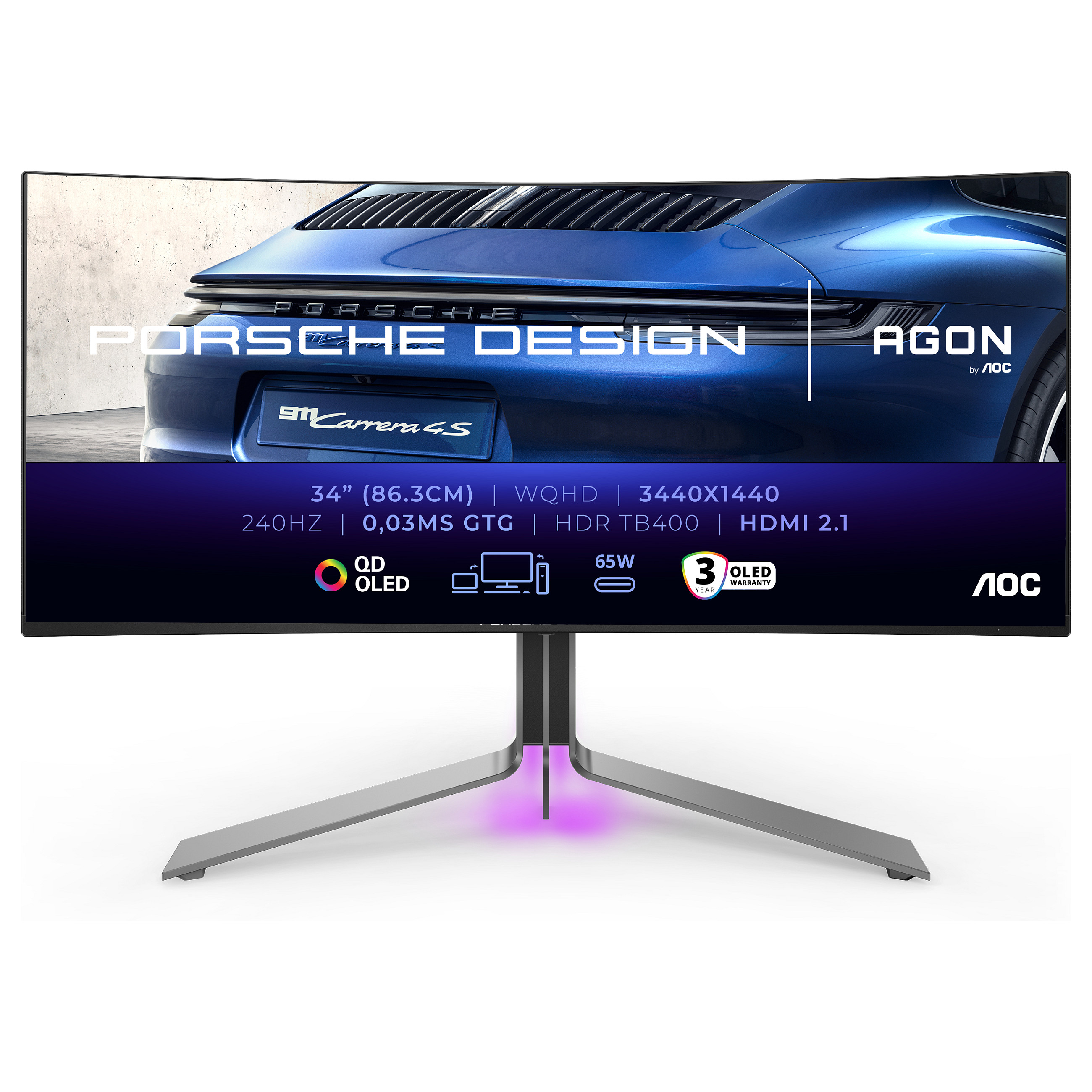 Monitor Gaming AOC AGON PRO PD34 / 34" / WQHD QD-OLED / 240 Hz / 0.03 ms / DP + HDMI + USB - Zezë - 20