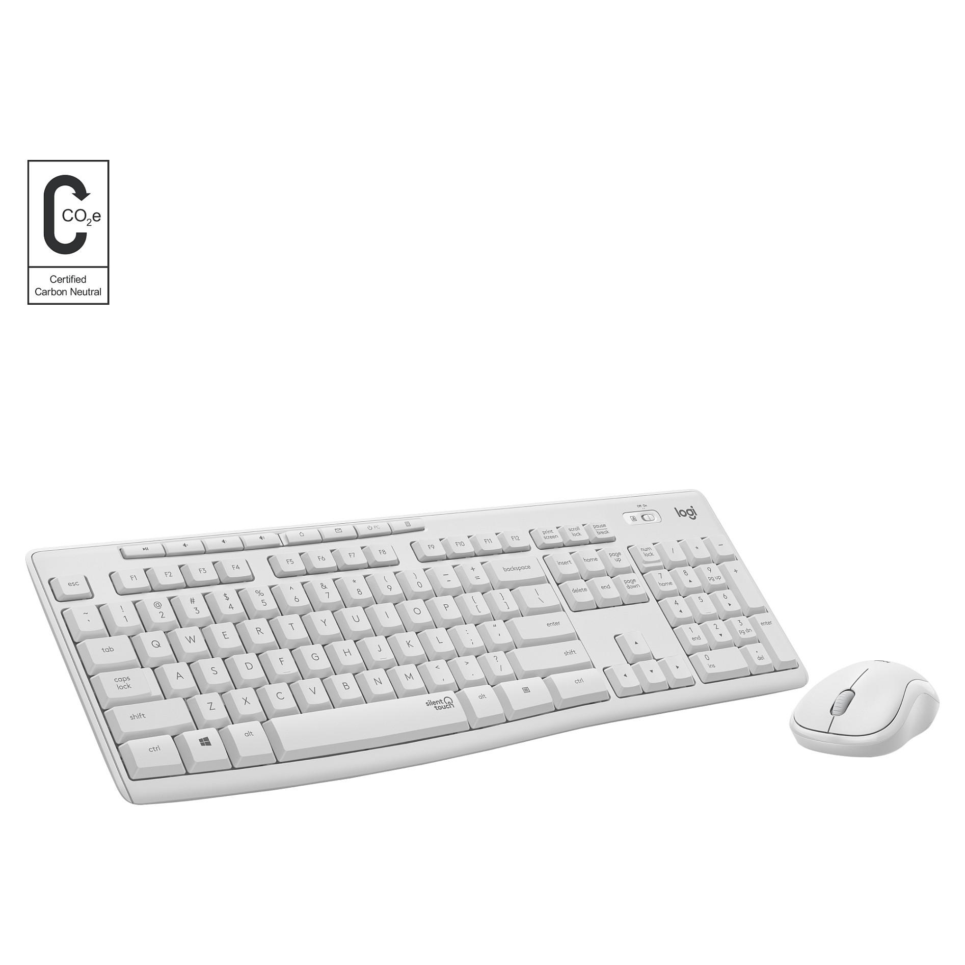 Combo (Tastierë&Maus) Logitech MK295 Silent Wireless Combo / Wireless / RF 2.4 GHz / QWERTZ / Full-Size / SilentTouch – Bardhë