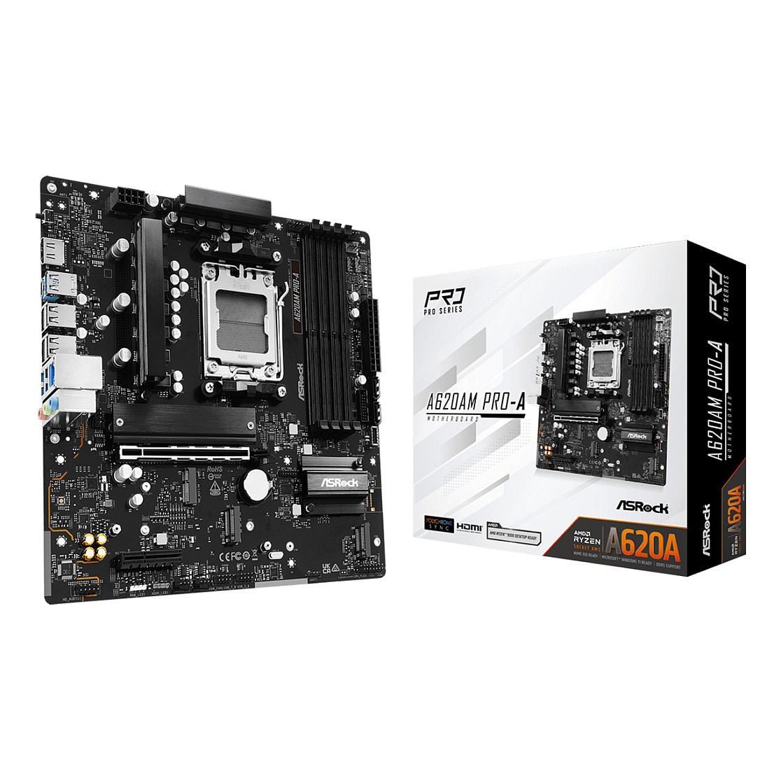 Pllakë Amë AMD AM5 ASRock A620AM Pro‑A / mATX / DDR5 / HDMI - 1