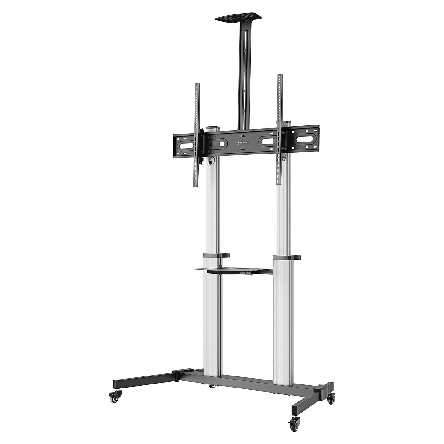 Mbajtëse për TV Manhattan 462563, 60–100", VESA deri në 1000×600mm, 80kg, Lartësi e Rregullueshme, me Rrota - Argjend/Zezë
