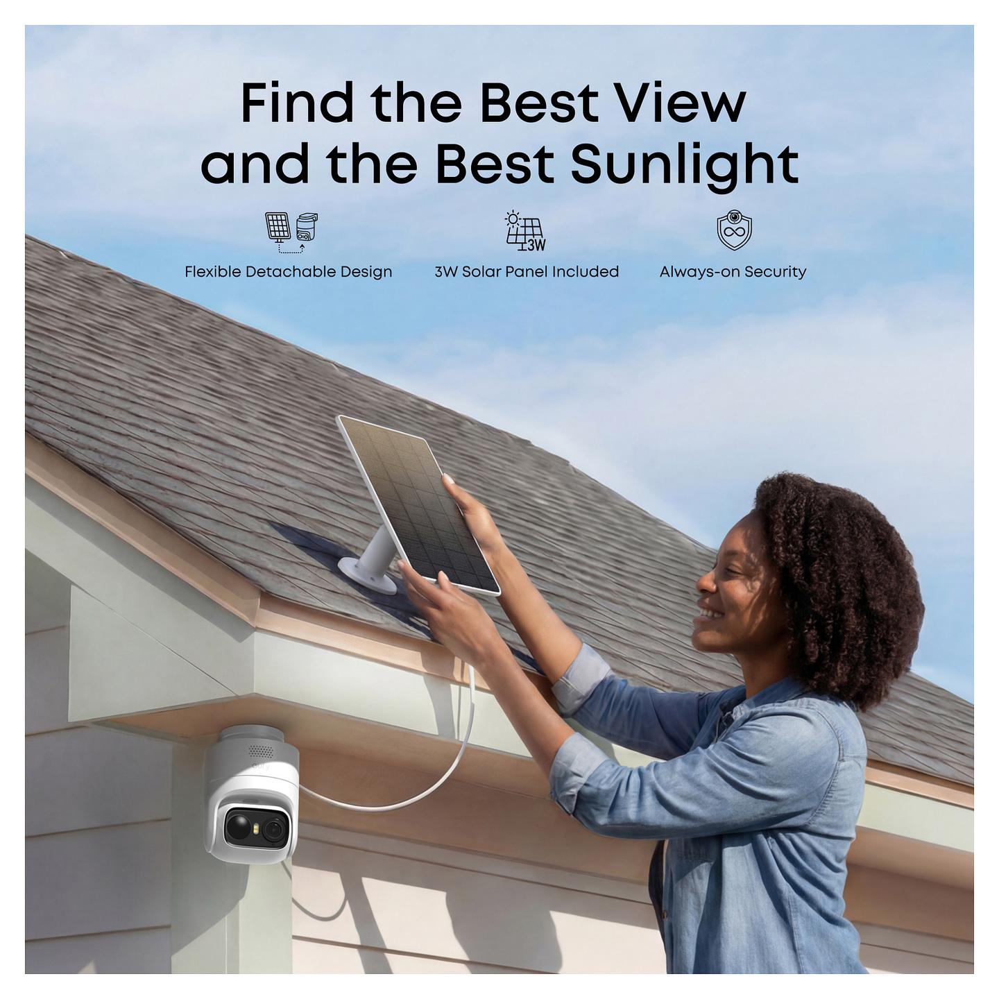 Kamerë Sigurie IP CCTV EufyCam C36, 2K, Pan/Tilt 360°, AI, Solar Panel 3W, Color Night Vision, IPX5 - Bardhë - 6