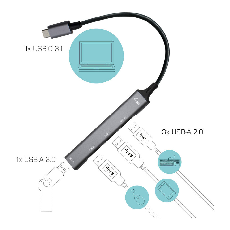 Hub D I-TEC USB-C 1X USB 3.0 + 3X - 3