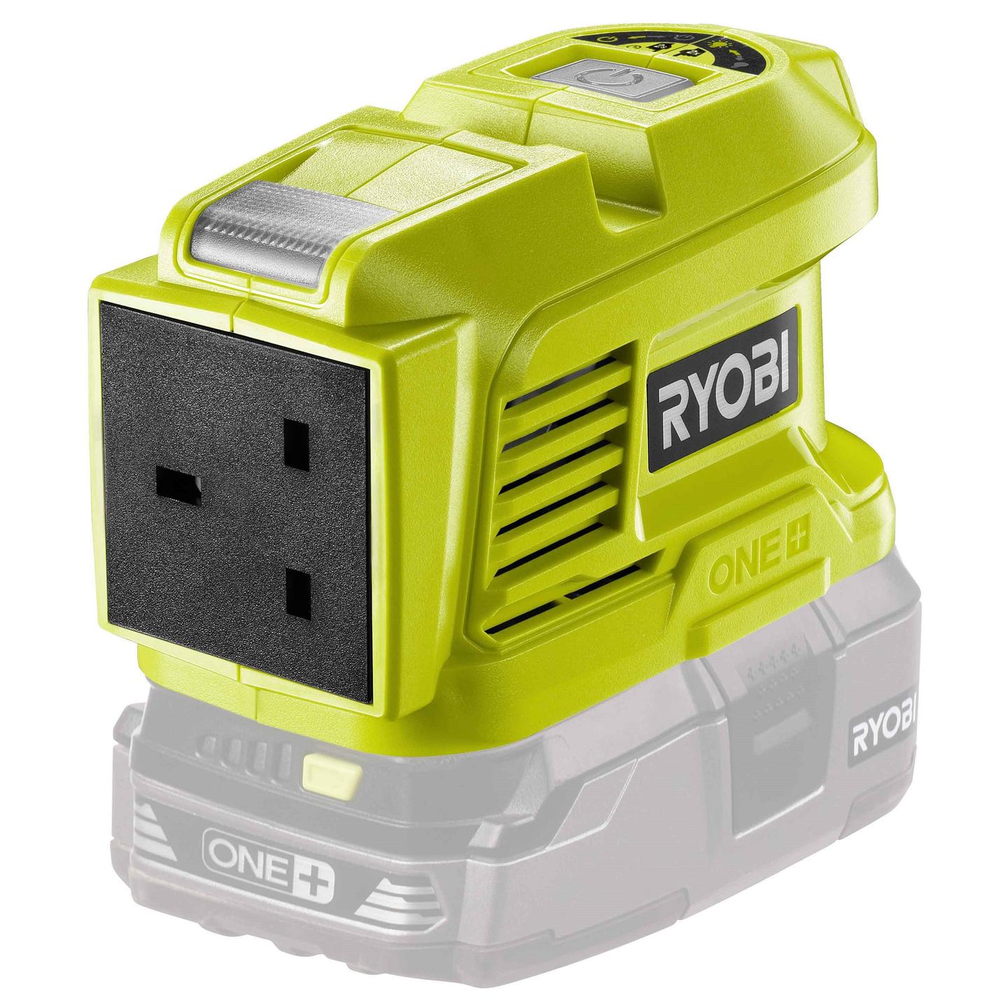 Inverter Ryobi RY18BI150A-0, 18V, 150W, 1x AC, 2x USB-A - Verdhë