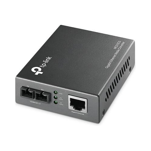 Konvertues Media TP-Link MC210CS, Gigabit Ethernet, Single-Mode Fibër Optike, SC/UPC, 1310nm, deri në 20km - Zezë