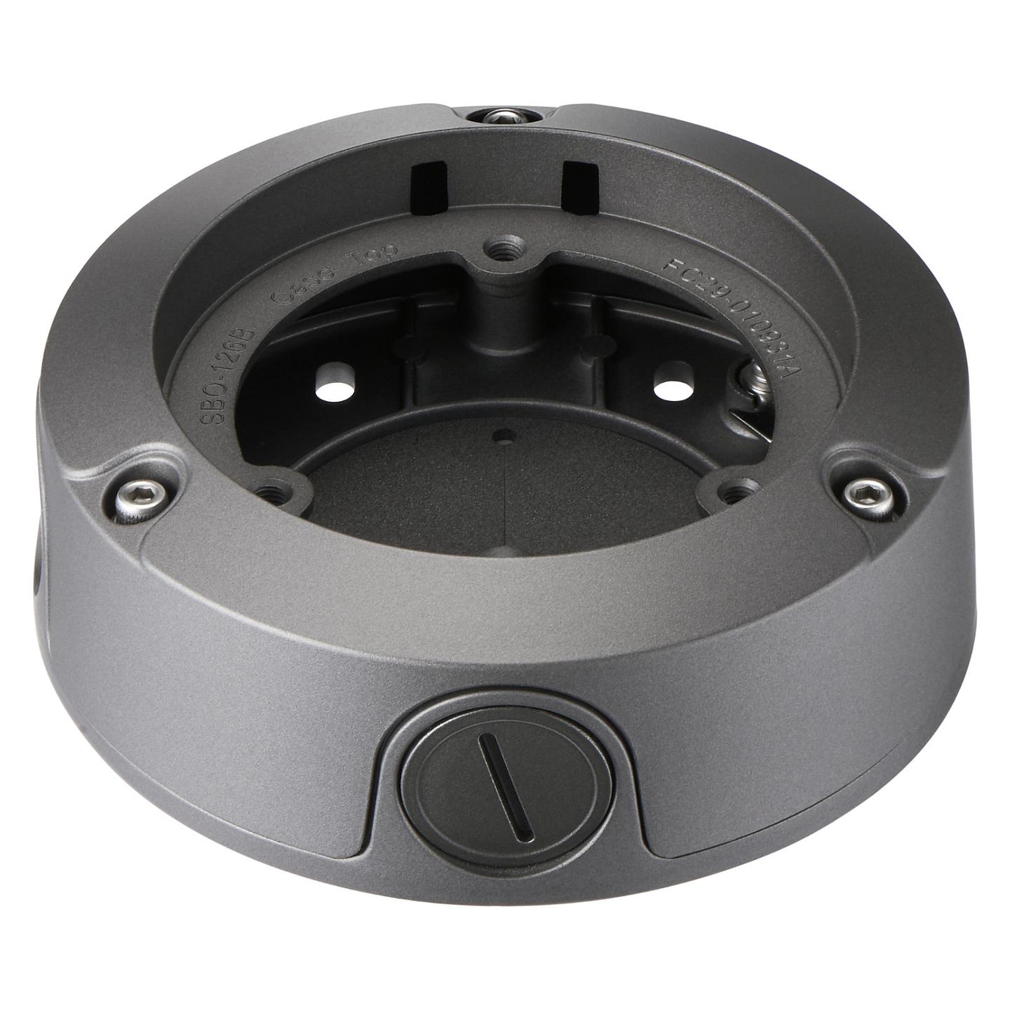 Kuti Lidhëse për Kamera Sigurie Hanwha Wisenet SBO-126B, Back Box, Aluminium, Ø126 × 44 mm - Zezë