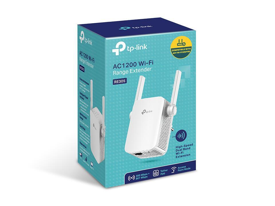 TP-Link RE305 / Wi-Fi 5 / AC1200 / Dual-Band / 1200Mbps / 2× Antena të jashtme / 1× 10/100Mbps Ethernet / WPS - Bardhë - 3