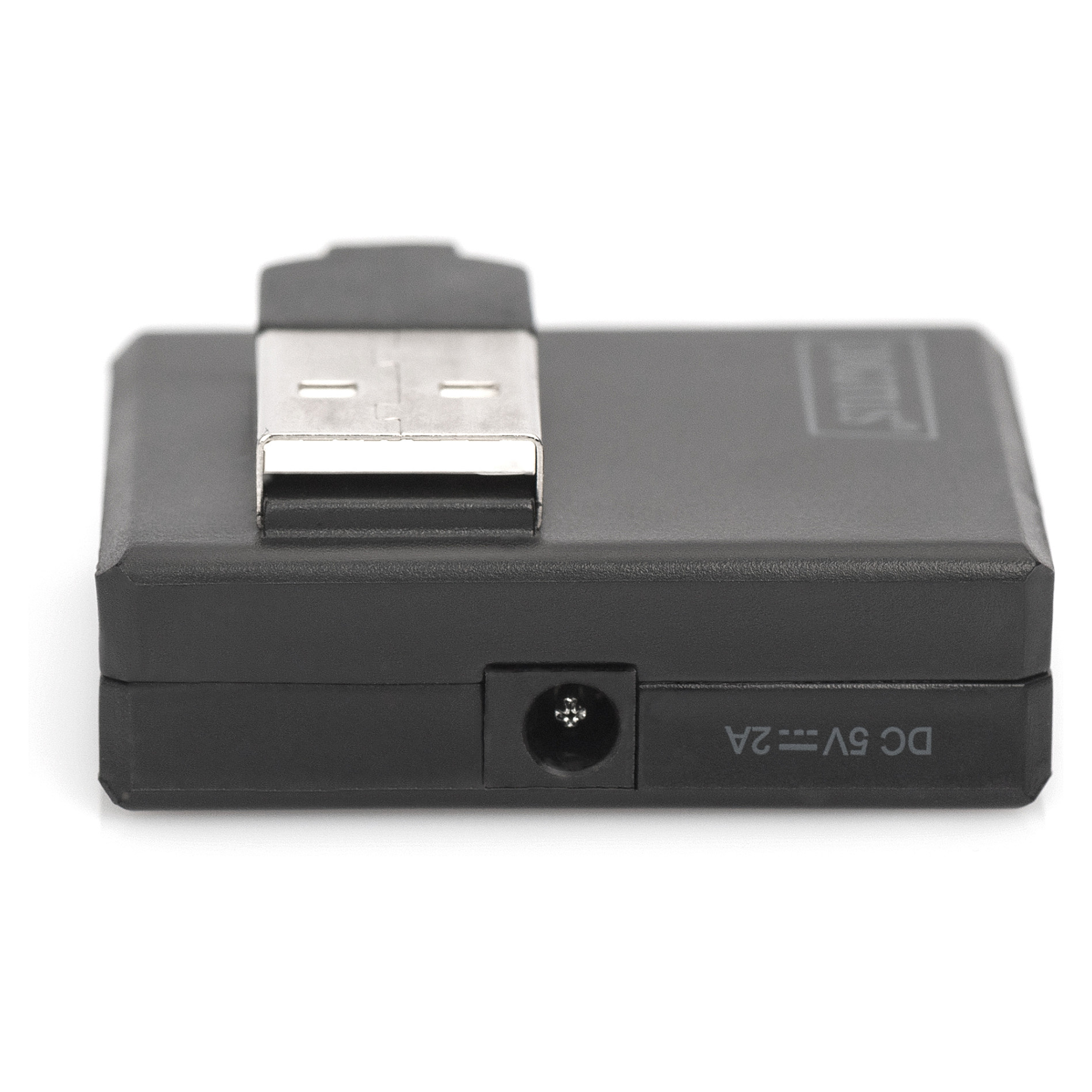 HUB USB 2.0 DIGITUS / 4‑Port (4x A2.0) / Kabllo e integruar - Zezë - 3