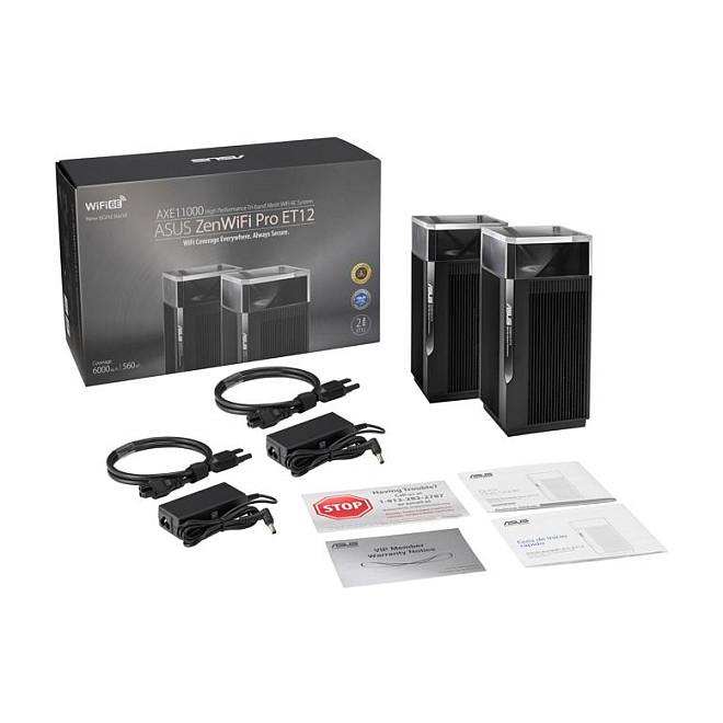 Ruter ASUS ZenWiFi Pro ET12, Mesh Wi-Fi 6E AXE11000, Tri-Band, deri në 11000Mbps, 2-Pack, 1× 2.5G WAN + 1× 2.5G LAN + 2× Gigabit LAN - Zezë - 7