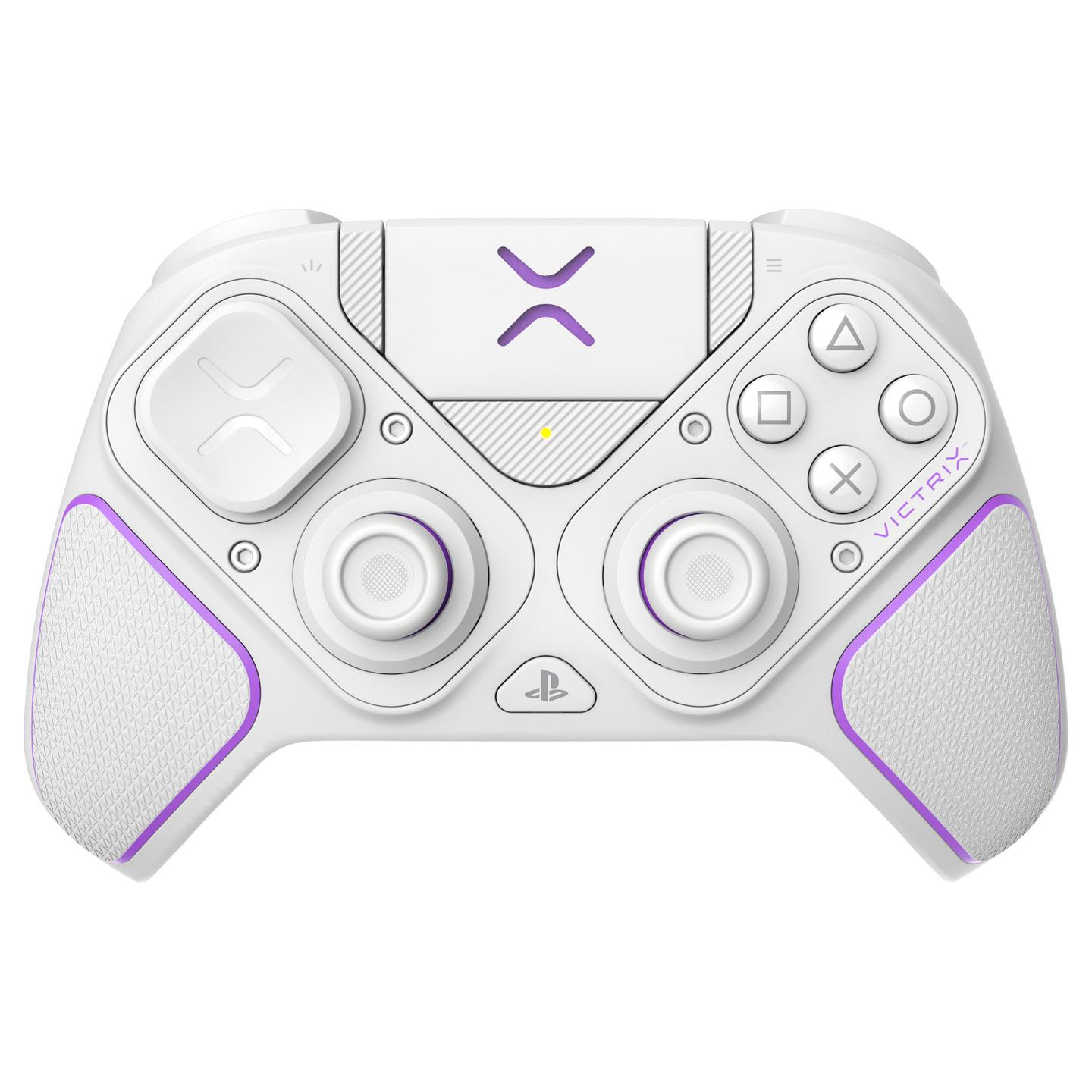 Kontroller Gaming PDP Victrix Pro BFG / 052-002-WH / Wireless + USB-C / PS5, PS4 & PC / Modular / 2000 mAh / 20 orë – Bardhë/Vjollcë - 1