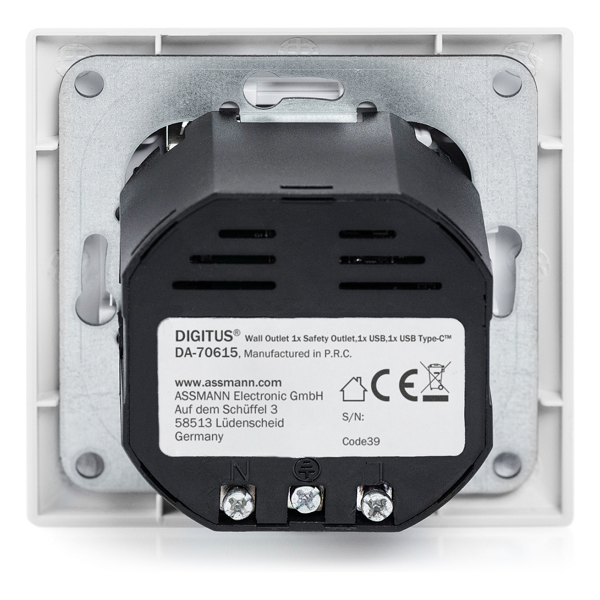 Adapter USB DIGITUS Safety In‑Wall Socket with USB Type‑C / USB‑A - 6