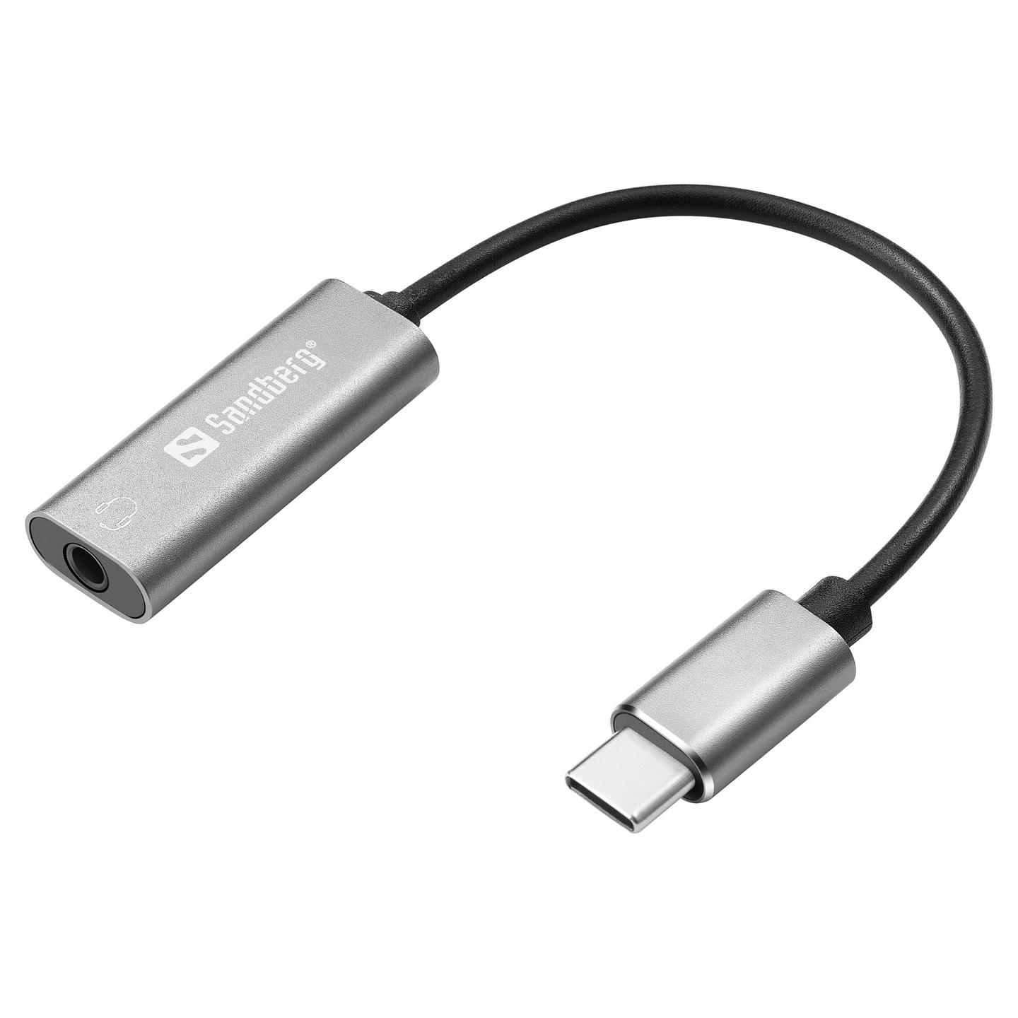 Adapter Audio Sandberg 136-27 / USB-C në 3.5mm MiniJack / Stereo / Mikrofon - Zezë - 1