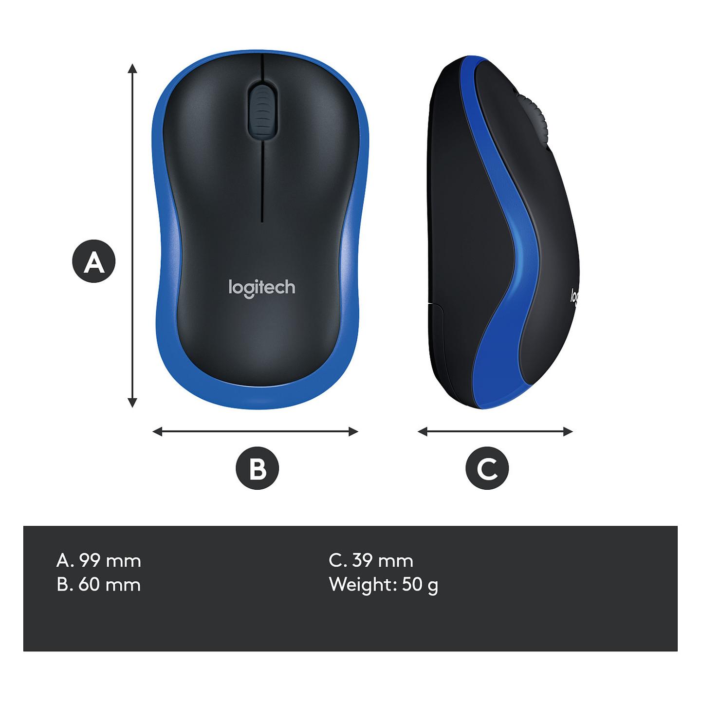 Maus pa kabllo Logitech M185 / Wireless 2.4GHz / Optik / 1000 DPI / 3 Butona / Nano USB Receiver - Blu/Zezë - 10