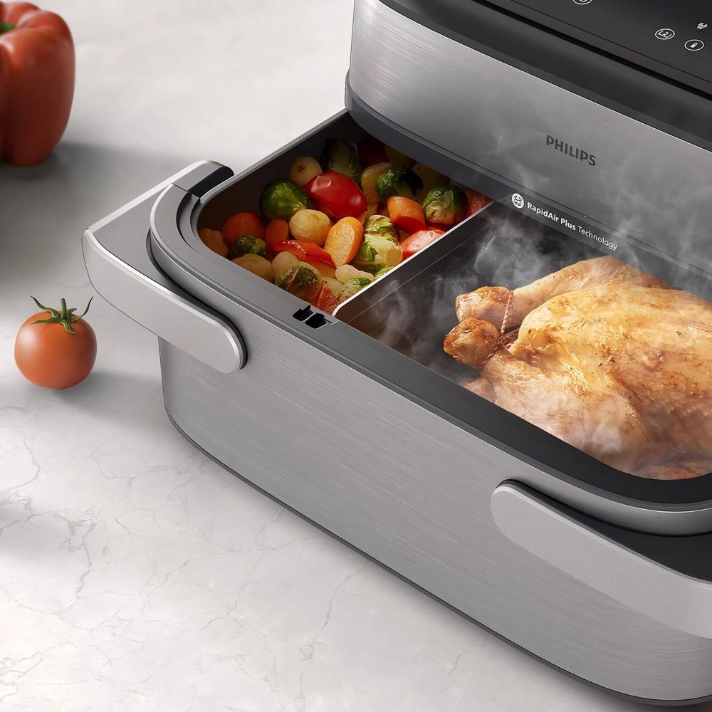 Fryer Philips 5000 Series NA565/02, 9.5L, 2750W, SteamFry, SteamClean, RapidAir Plus - Zezë/Argjend - 4
