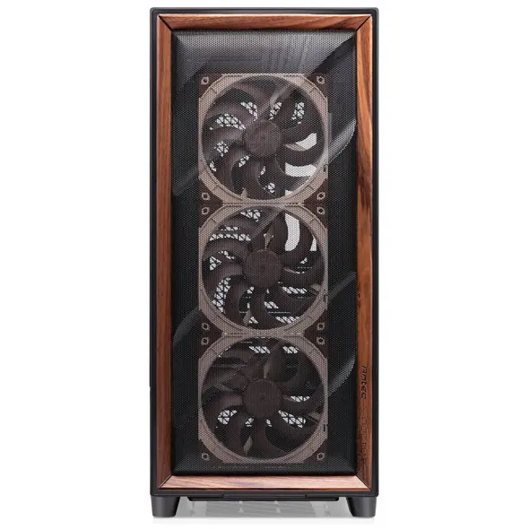 Kasë PC Antec FLUX PRO / Full Tower / E-ATX / 3x 140mm + 1x 140mm Fan / Tempered Glass / Mesh / Wood / 420mm Radiator - Zezë/Kafe - 3