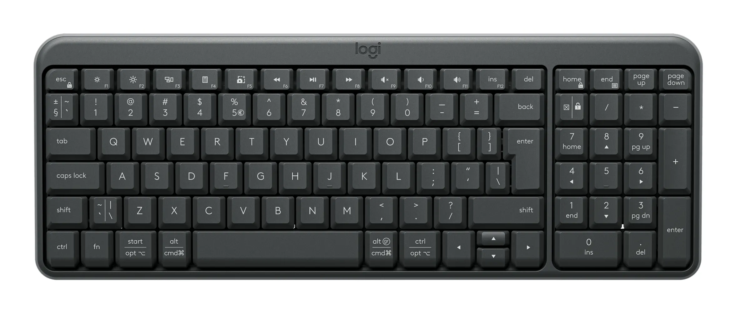 Tastierë Pa kabllo Logitech K250 / Kompakte / QWERTY US / Bluetooth + 2.4 Ghz - Grafit