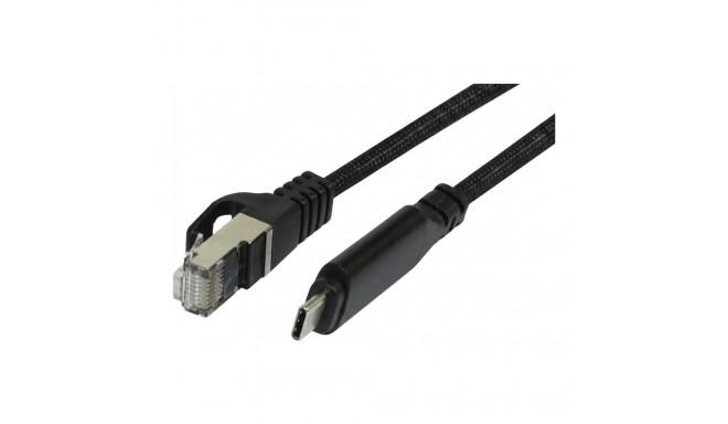 Kabllo Rrjeti UTP, USB-C në RJ45 ALLNET S215536, Gigabit Ethernet 10/100/1000Mbps, 3m - Zezë