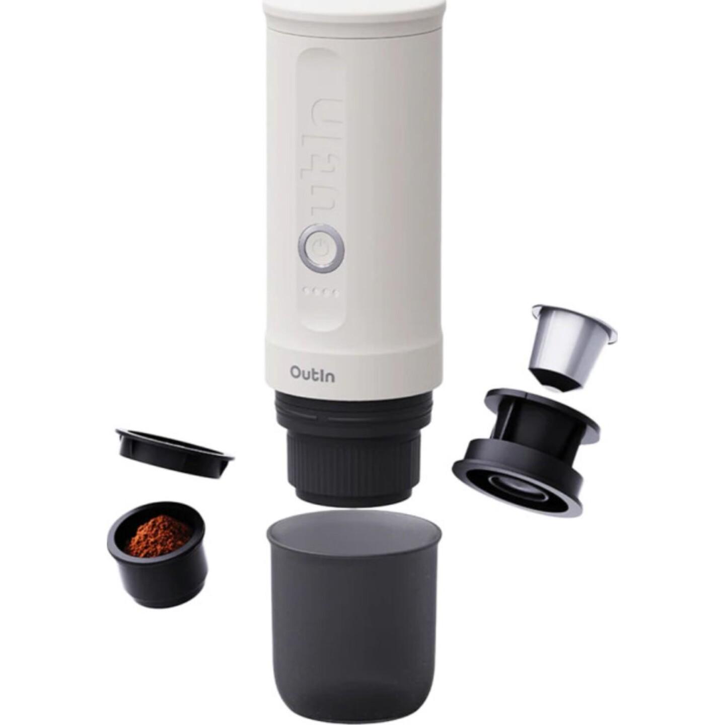 Aparat Portativ për Espresso OutIn Nano OTEM-01-PW, 20 bar, 90 W, Bateri 7500 mAh, 80 ml – Bardhë/Zezë