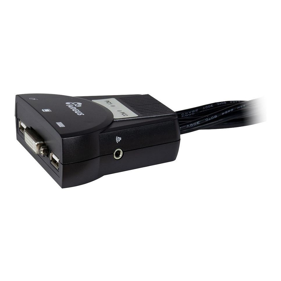 KVM Switch Inter-Tech KVM-LS-21DA, 2 porta, DVI, USB, Audio 3.5mm, Full HD 1080p - Zezë - 3