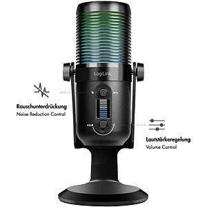 Mikrofon LogiLink HS0059 / USB-C / Kondensator / 192 kHz / 24-bit / Kardioid + 360° / RGB / 3.5mm - Zezë - 2