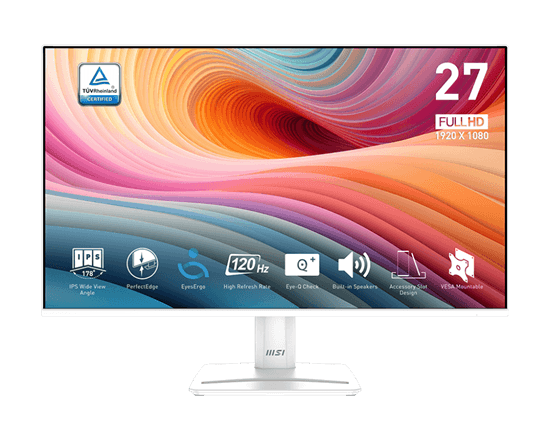 Monitor MSI PRO MP275W E2, 27", Full HD IPS, 120Hz, 4ms, HDMI+DP+VGA - Bardhë